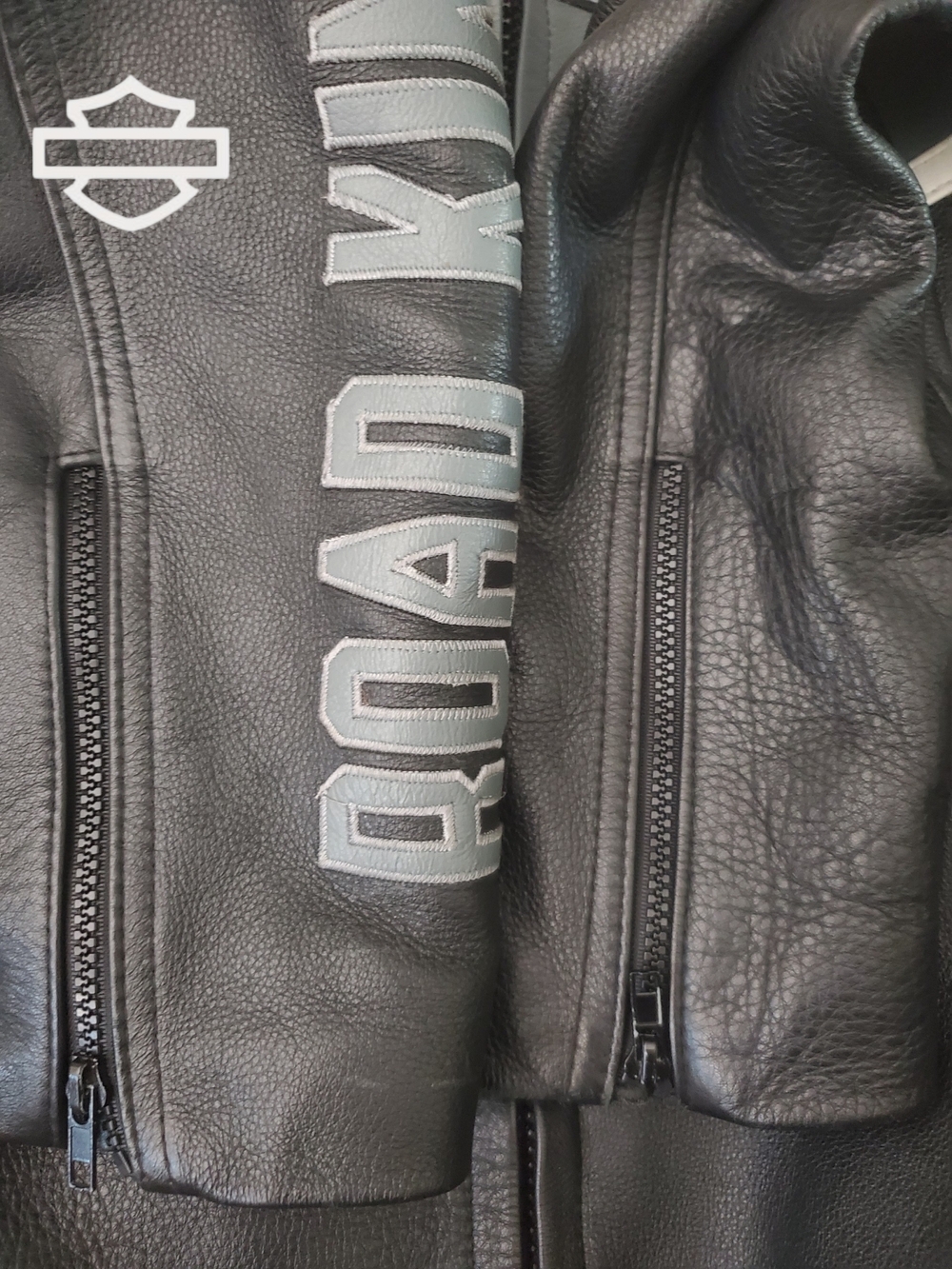 Harley-Davidson Road King Black and Gray Leather Riding Jacket - Picture 14 of 15